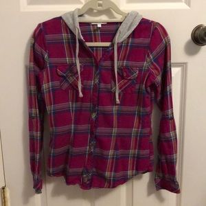 Plaid flannel with a hood